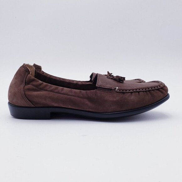SAS Womens 9.5 Hope Brown Turf Slip On Comfort Loafers Leather Tassel Square Toe - Picture 5 of 9